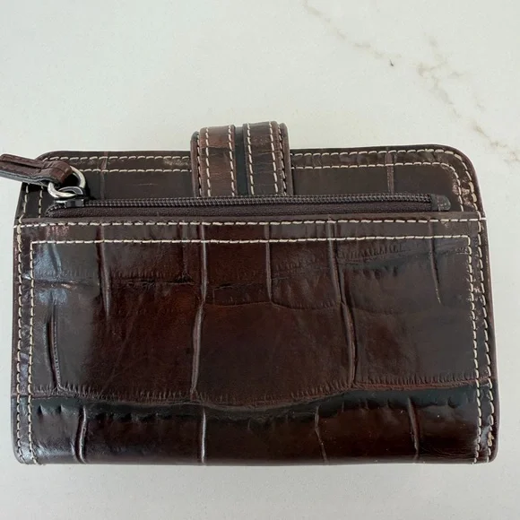Brighton Brown Crocodile Embossed Wallet - Picture 3 of 4